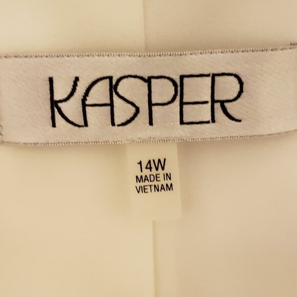 Kasper Women's Embroidered Black & Cream Flyaway Jacket, Size 14W - Picture 7 of 9